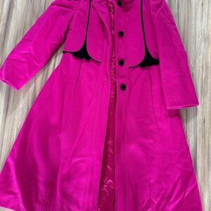 Vintage Rothschild Pink and Black Pea Coat wool size 14 girl